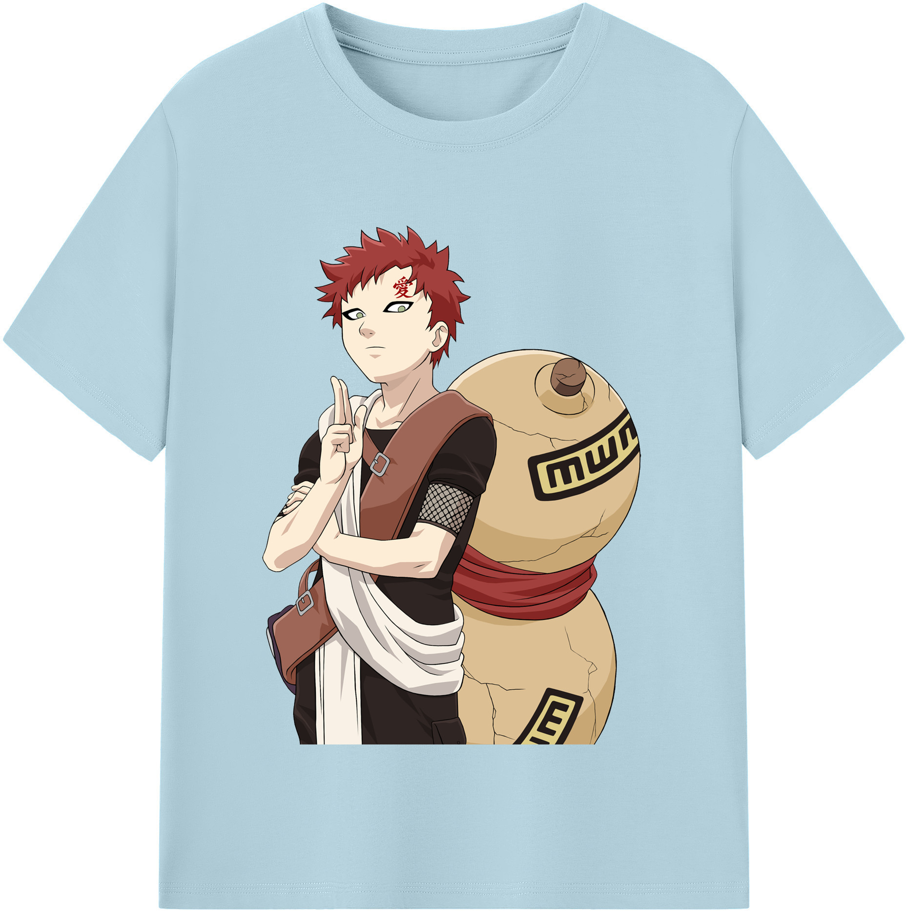 （画像用） NARUTO -ナルト- ガアラ Gaara 綿100％半袖Tシャツ（フロントプリント）